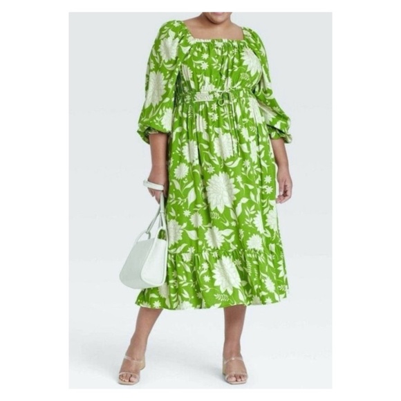 Ava & Viv Dresses & Skirts - Ava & Viv Women’s X 14W Floral Balloon Sleeve Ruffle Hem Midi Dress